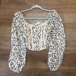 F Altar’d State Floral Corset Puff Sleeve Top XS | Cottagecore Blouse Never Worn